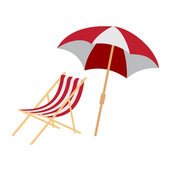 Umbrella Chair Beach Flat Design Style Good Quality — Stock Vector