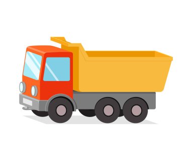 Plastikten yapılmış bir kamyon oyuncağı.