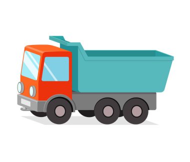 Plastikten yapılmış bir kamyon oyuncağı.