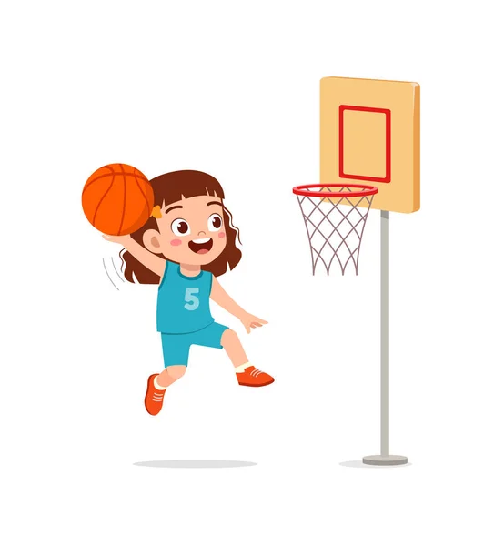 Маленький Ребенок Играть Баскетбол Чувствовать Себя Счастливым — стоковый вектор
