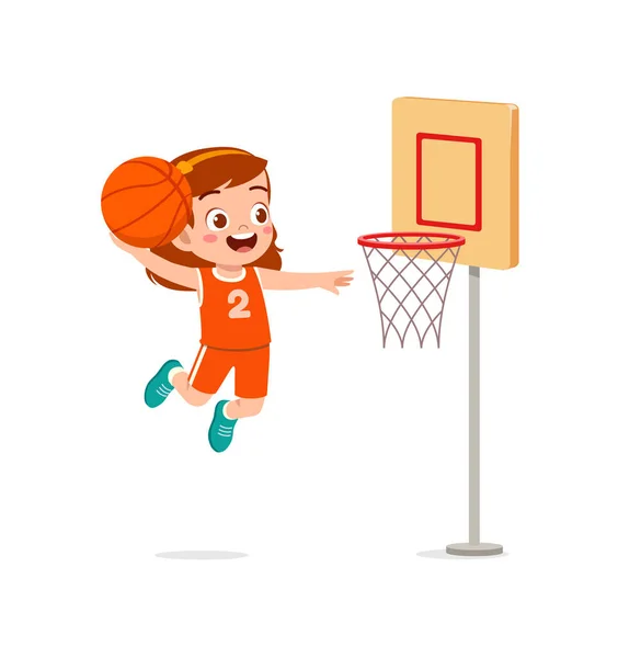 Маленький Ребенок Играть Баскетбол Чувствовать Себя Счастливым — стоковый вектор