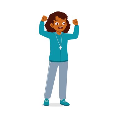 Ayakta duran mutlu genç beden eğitimi öğretmeni