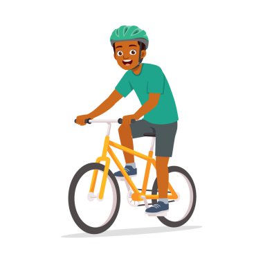 Genç bir adam bisiklete biner ve mutlu olur.