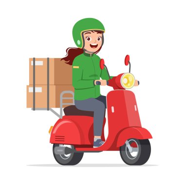 Paketi teslim etmek için scooter kullanan bir adam.