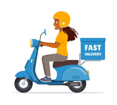 Paketi teslim etmek için scooter kullanan bir adam.