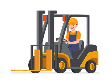 Taşınmak için forklift kullanan adam