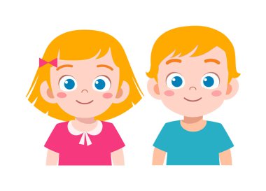 Arkadaşça gülümseyen ve mutlu küçük çocuk.