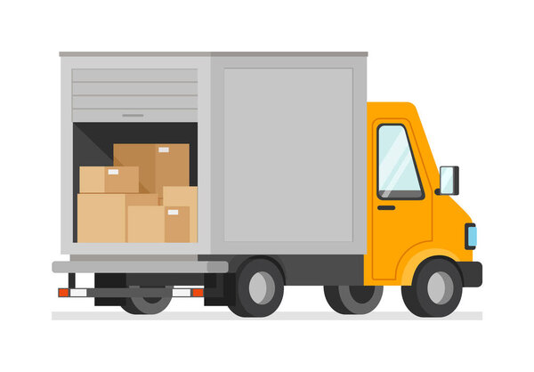 delivery truck filled with package