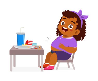 Küçük çocuk fast food yer ve mutlu olur.