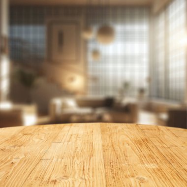 Ahşap masalı modern mutfak tasarımı