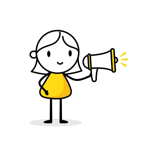 Woman Announcing Something Megaphone His Hand Promotion Concept Vector Stock — Stock Vector