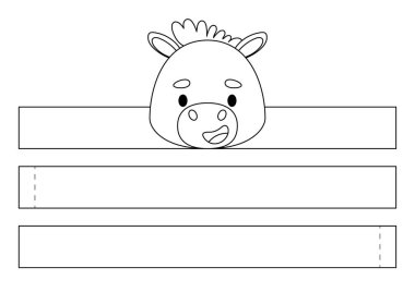 Yazdırılabilir kağıttan taç. Doğum günü, noel, bebek partisi için kurdele şablonu. Eğlence için eğlenceli bir aksesuar. Yazdır, boya, kes ve yapıştır. Vektör stok illüstrasyonu