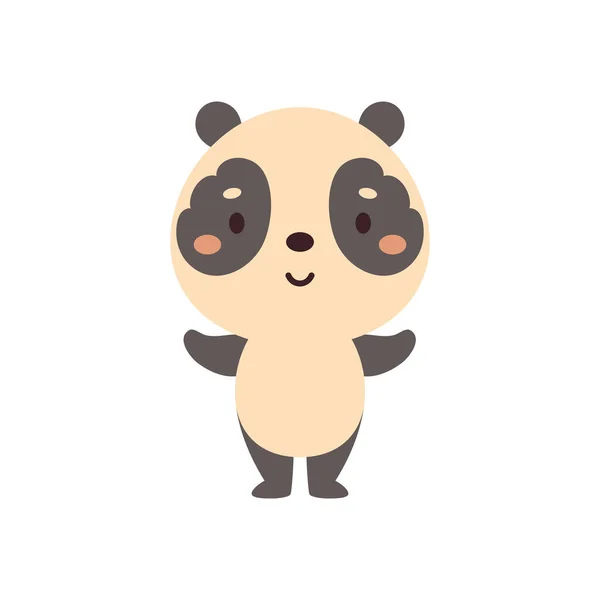 Aranyos Kis Panda Fehér Háttérrel Rajzfilm Állat Karakter Gyerekeknek Kártyák — Stock Vector