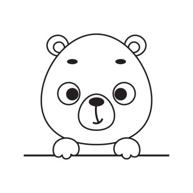 Boyama sayfası şirin küçük ayı kafası. Çocuklar için boyama kitabı. Anaokulu yılları için eğitici aktiviteler çocuklar ve şirin hayvanlı bebekler. Vektör stok illüstrasyonu