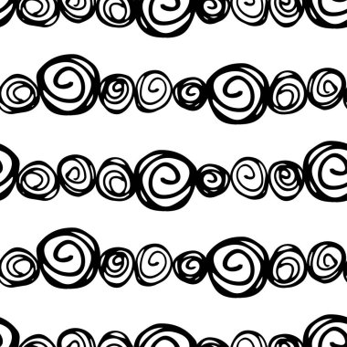 El çizimi mürekkep basit desen. Yuvarlak elementler Tek renkli renkler. Siyah ve beyaz olarak özensiz, etkileyici bir arka plan. Fırça izleri. Vektör illüstrasyonu