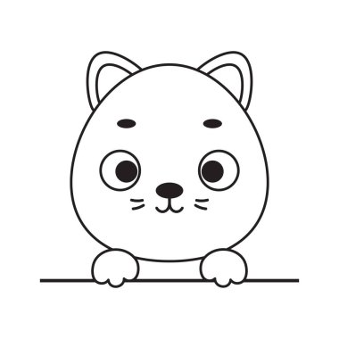 Coloring page cute little cat head. Coloring book for kids. Educational activity for preschool years kids and toddlers with cute animal. Vector stock illustration