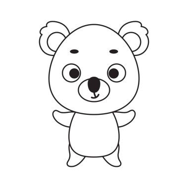 Coloring page cute little koala. Coloring book for kids. Educational activity for preschool years kids and toddlers with cute animal. Vector stock illustration