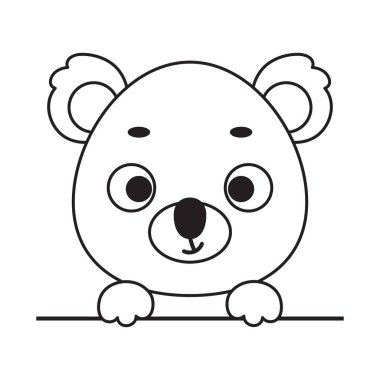 Coloring page cute little koala head. Coloring book for kids. Educational activity for preschool years kids and toddlers with cute animal. Vector stock illustration