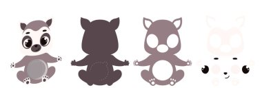 Tatlı lemur şeker süsü. Kubbe için katmanlı kağıt süsleme tutacağı. Şeker askısı, doğum günü için şeker, bebek partisi, cadılar bayramı, Noel. Yazdır, kes, yapıştır. Vektör illüstrasyonu.