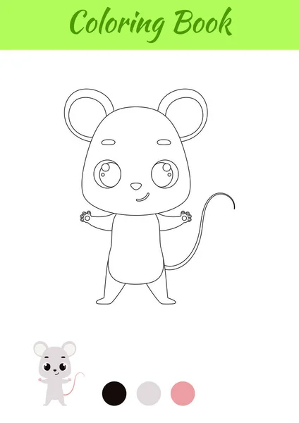 Coloring Page Happy Mouse Coloring Book Kids Educational Activity Preschool — Stock Vector