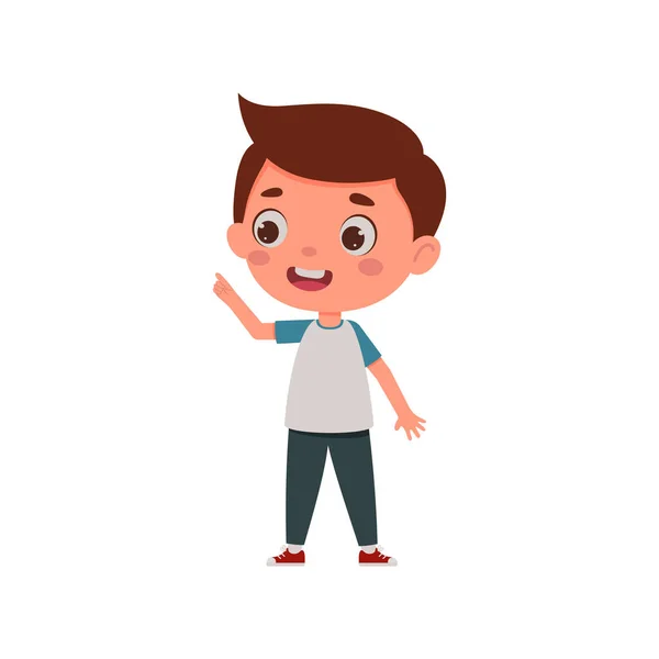 Roztomilý Chlapeček Skvělým Nápadem Šablona Pro Dětský Design Charakter Kresleného — Stockový vektor