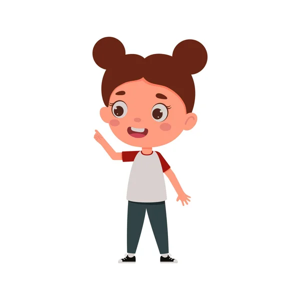 Cute Little Kid Girl Great Idea Template Children Design Cartoon — Stock Vector