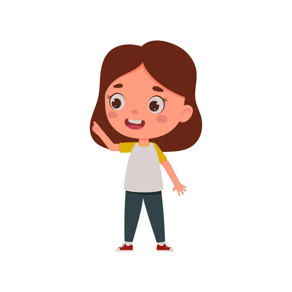 Nettes Kleines Mädchen Mit Toller Idee Vorlage Für Kinderdesign Cartoon — Stockvektor