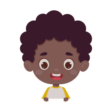 Sevimli küçük çocuk. Çocuk tasarımı için şablon. Çizgi film karakteri. Vektör illüstrasyonu.