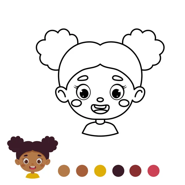 Desenho Bonito Engraçado Página Colorir Uma Menina Dos Desenhos Animados — Vetor de Stock