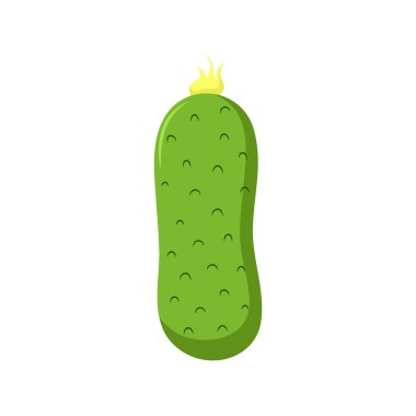 Komik çizgi film salatalığı. Şirin sebze. Beyaz arkaplanda izole edilmiş vektör gıda illüstrasyonu.