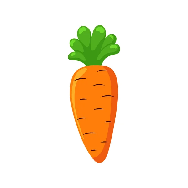 Смешная Мультяшная Морковка Милый Овощ Векторная Пищевая Иллюстрация Белом Фоне — стоковый вектор
