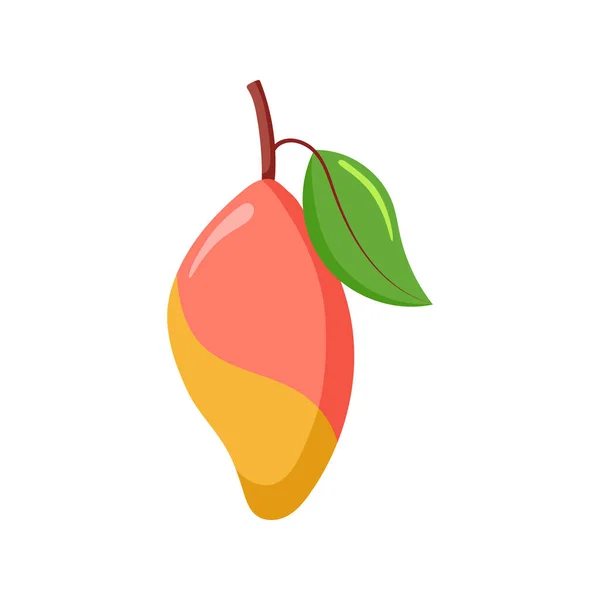 面白い漫画マンゴー かわいいフルーツ 白い背景に隔離されたベクトル食品イラスト — ストックベクタ