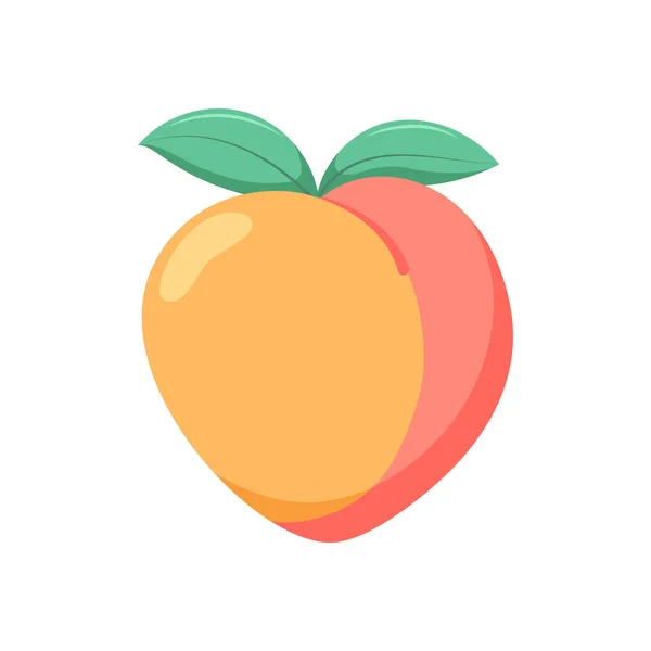 おかしい漫画の桃 かわいいフルーツ 白い背景に隔離されたベクトル食品イラスト — ストックベクタ