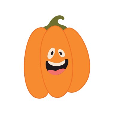 Tatlı Cadılar Bayramı alfabe harfi D kabak karakteri. Komik çocuklar dekoratif harfler. Tişört, çocuk odası dekorasyonu, bebek partisi, tebrik kartı, davetiye, hatıra defteri. Vektör stok illüstrasyonu.