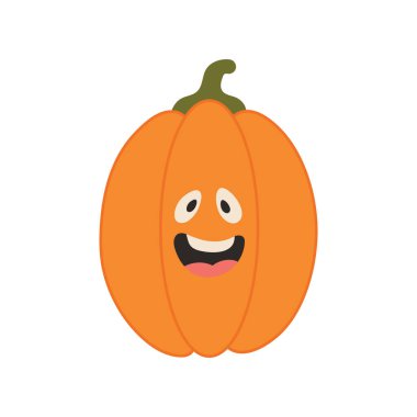 Tatlı Cadılar Bayramı alfabesi harfi. Balkabağı karakteri. Komik çocuklar dekoratif harfler. Tişört, çocuk odası dekorasyonu, bebek partisi, tebrik kartı, davetiye, hatıra defteri. Vektör stok illüstrasyonu.