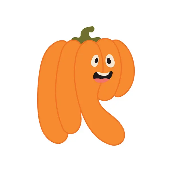 Cute Halloween Alphabet Letter Pumpkin Character Funny Kids Decorative Lettering — Stock Vector