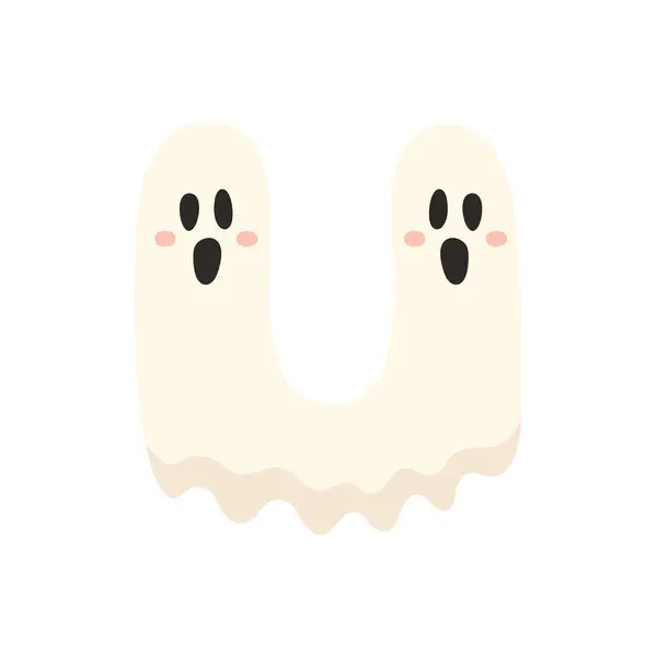 Jolie Lettre Alphabet Halloween Personnage Fantôme Lettrage Décoratif Drôle Enfants — Image vectorielle