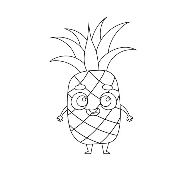 Coloring Page Funny Pineapple Coloring Book Kids Educational Activity Preschool — Stock Vector