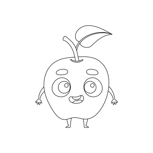 Coloring Page Funny Apple Coloring Book Kids Educational Activity Preschool — Stock Vector