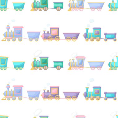 Cute children's seamless pattern with trains. Creative kids texture for fabric, wrapping, textile, wallpaper, apparel. Vector illustration.