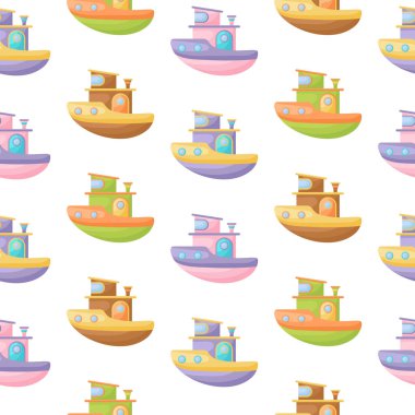 Cute children's seamless pattern with boats. Creative kids texture for fabric, wrapping, textile, wallpaper, apparel. Vector illustration.