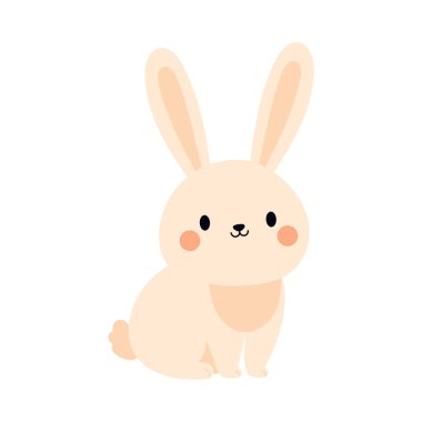 Sevimli Paskalya tavşanı. Çocuk kartları için çizgi film karakteri, bebek partisi, davetiye, poster. Vektör stok illüstrasyonu.