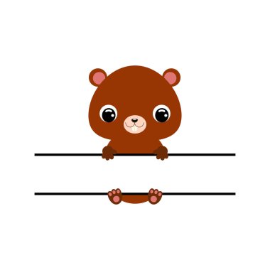 Sevimli kunduzlar ayrılmış monogram. Gömlek, hatıra defteri, tebrik kartı, bebek partisi, davetiye için komik çizgi film karakteri. Parlak renkli çocuksu hisse senedi temsili.