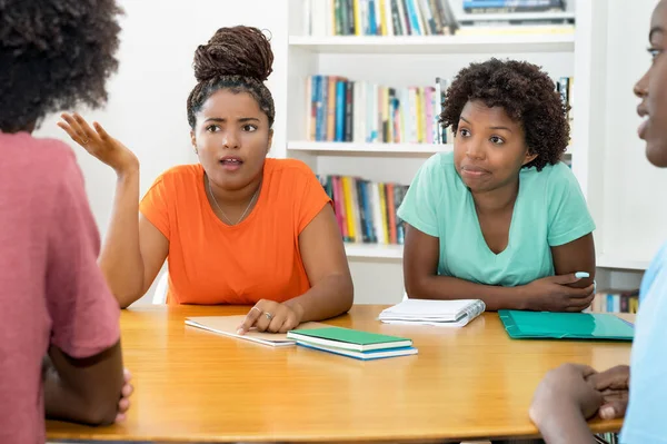 Group Black Male Female Students Discussion Class University — Stock Photo, Image