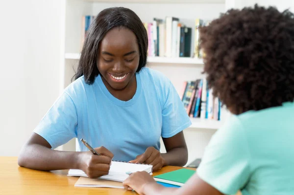 Successful Black Female Student Preparing Exam Private Lessons Classroom University — Stock Photo, Image