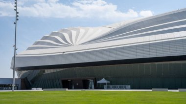 Doha, Katar - Ekim 10,2022: Al-Janoub Stadyumu, Al-Wakrah Stadyumu (Katar 'ın başkenti Al-Wakrah' da bulunan ve Al-Wakrah olarak bilinen bir futbol stadyumu.