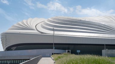 Doha, Katar - Ekim 10,2022: Al-Janoub Stadyumu, Al-Wakrah Stadyumu (Katar 'ın başkenti Al-Wakrah' da bulunan ve Al-Wakrah olarak bilinen bir futbol stadyumu.
