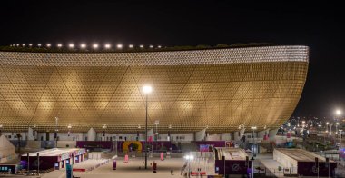 Doha, Katar - Eylül 09.2022: Lusail Iconic Stadyumu veya Lusail Stadyumu Katar 'ın başkenti Lusail' de bulunan bir futbol stadyumu..