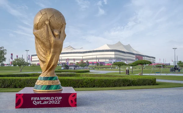 卡塔尔多哈11月11日至2022年11月11日 Bayt体育场是卡塔尔霍尔的一个独特的卡塔尔体育场 是一个可伸缩的屋顶足球场 — 图库照片