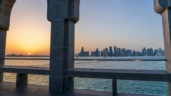 stock image Doha,qatar- May 6,2024: The Panoramic skyline of Doha, Qatar